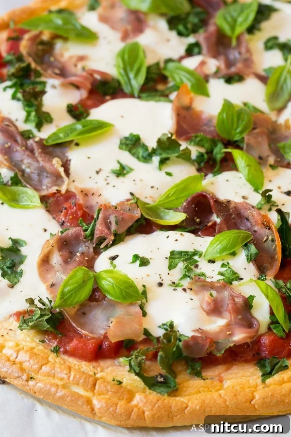 Low Carb Cloud Bread Pizza after it came out of the oven.