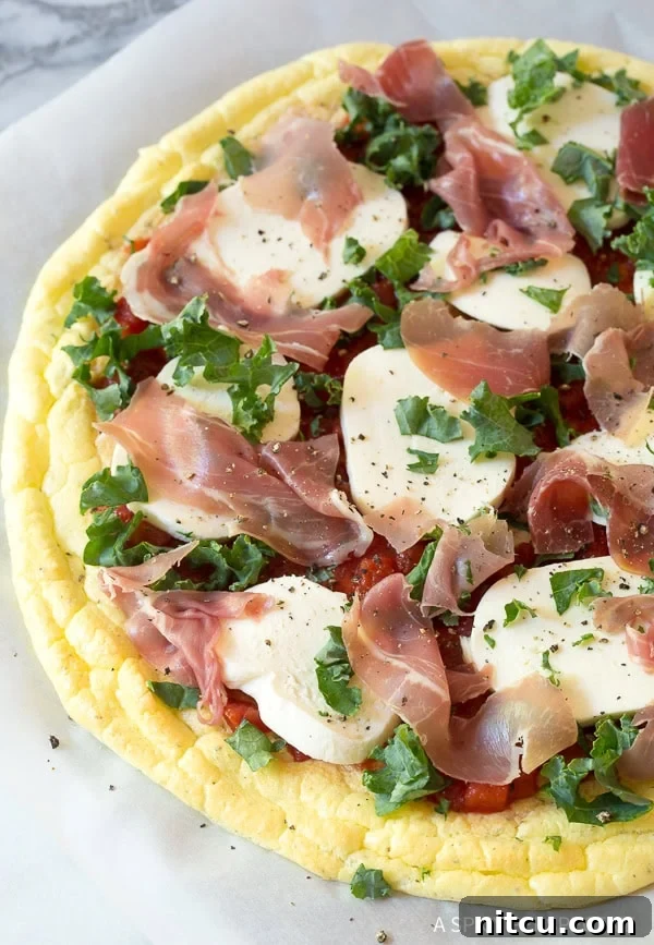 Toppings placed on top of cloud bread pizza dough before being baked again.