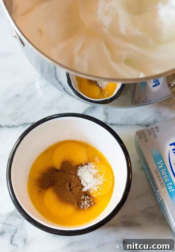 Egg yolks, cinnamon and stevia in a bowl. 
