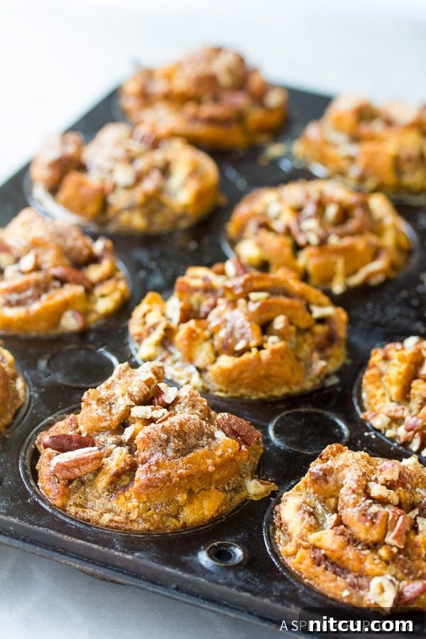 Close-up of dried cinnamon roll pieces for muffins