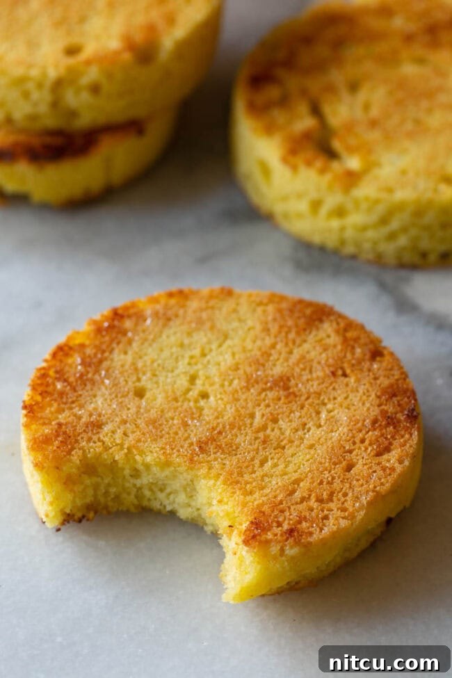 Close view of a slice of grain free low carb bread with a bite taken out.