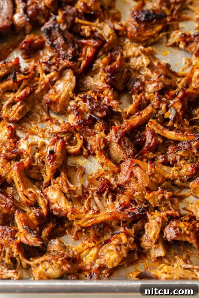 Crispy broiled carnitas, ready to be served