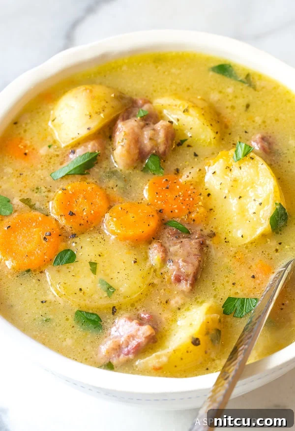 Finished Pressure Cooker Corned Beef Cabbage Irish Stew ready to serve