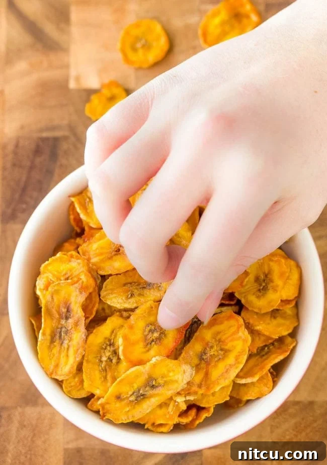 Grab a handful of banana chips to snack on