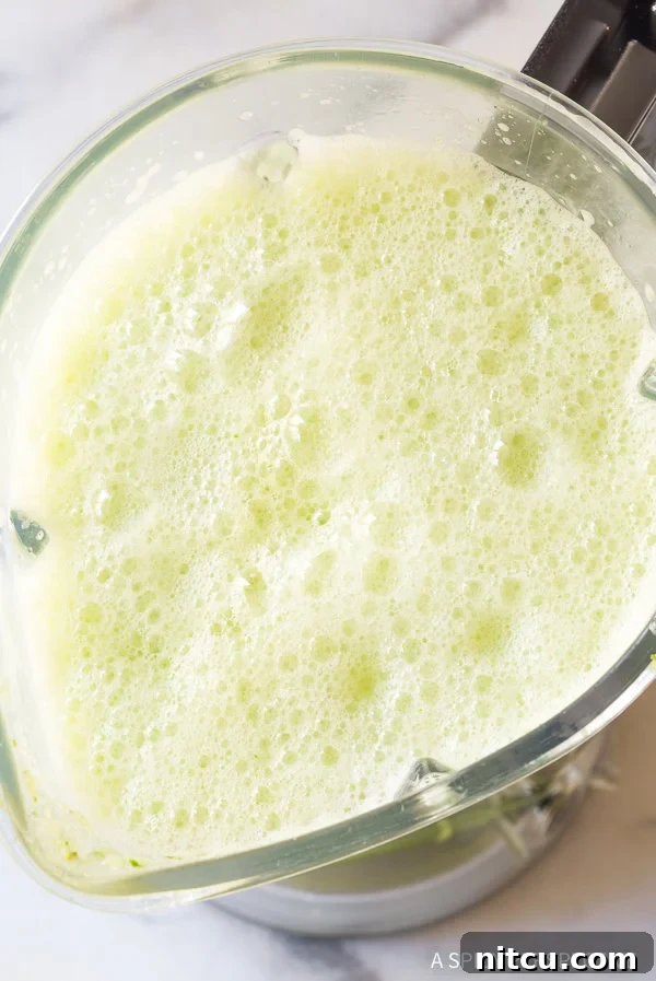 Agua fresca in the blender after being blended. 