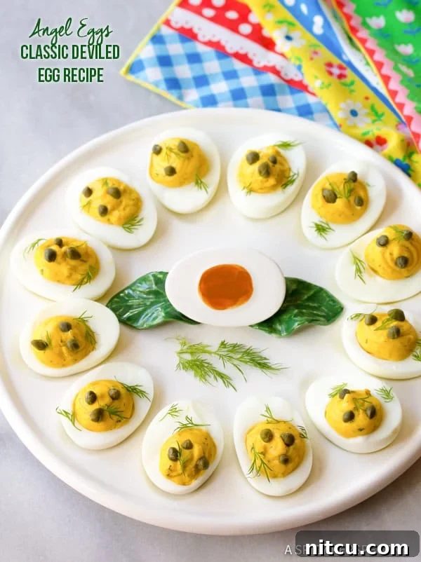 Best Deviled Eggs Recipe resting on a deviled egg plate
