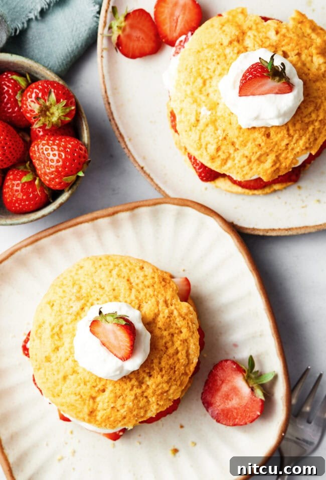 Strawberry Shortcakes Recipe with cornmeal overhead shot