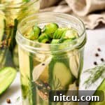 Homemade Refrigerator Pickles Recipe - the best recipe for dill pickles - front view of jar