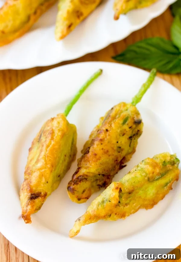Market Stuffed Squash Blossoms Recipe, presented as a finished dish.