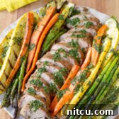 Healthy Grilled Pork Tenderloin with Chimichurri and Roasted Vegetables