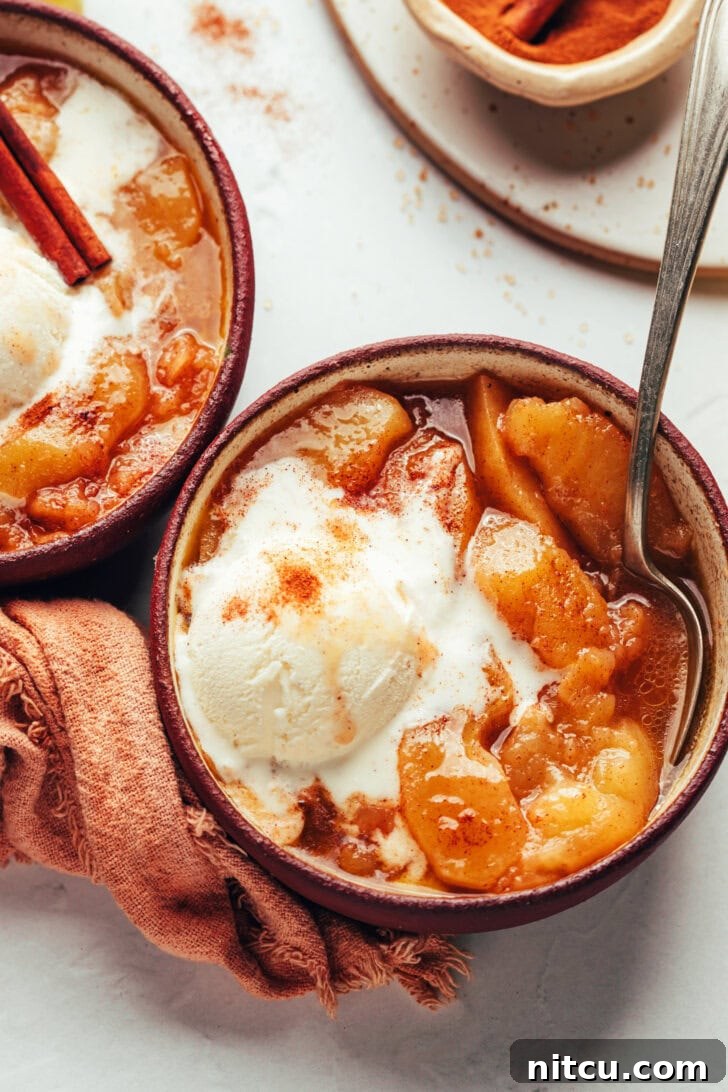 Instant Pot Cinnamon Apples with ice cream