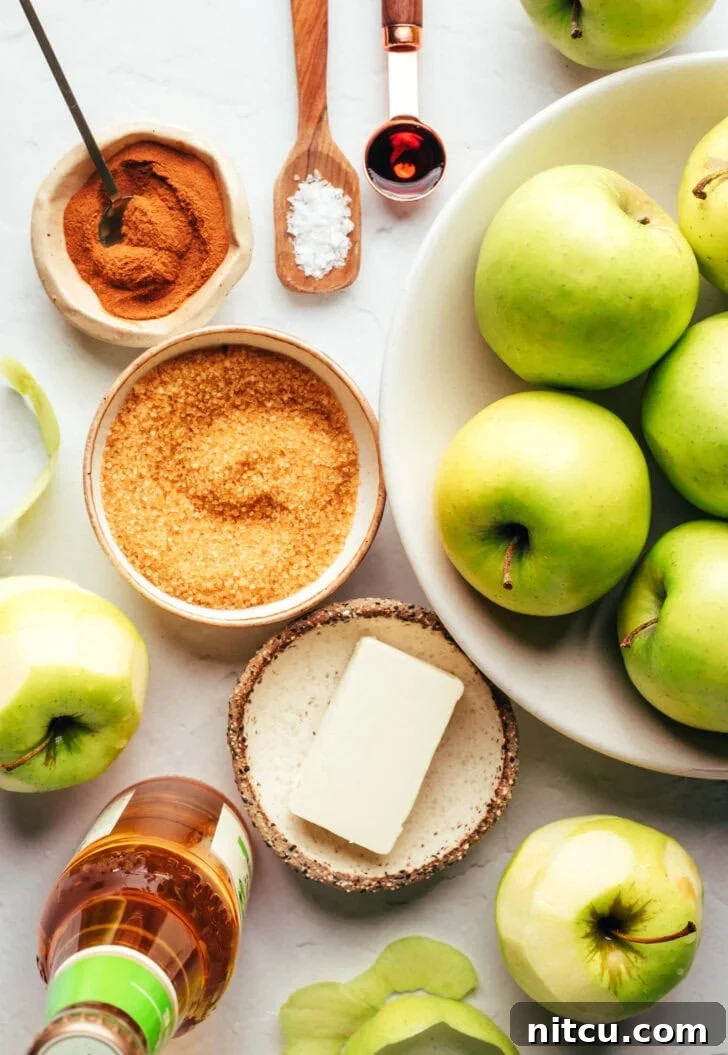 Ingredients needed for pressure cooker spiced apples. 