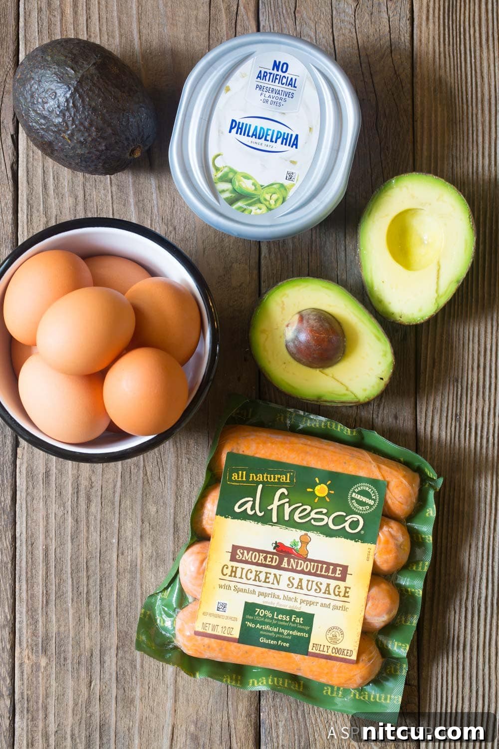 Ingredients needed for homemade breakfast wraps.