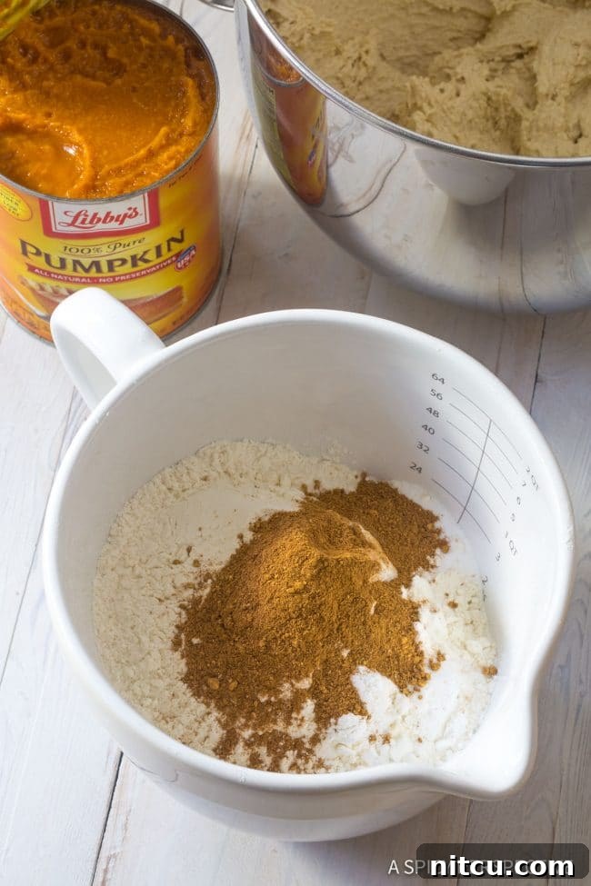 Ingredients for Pumpkin Texas Sheet Cake laid out on a counter, ready for mixing.