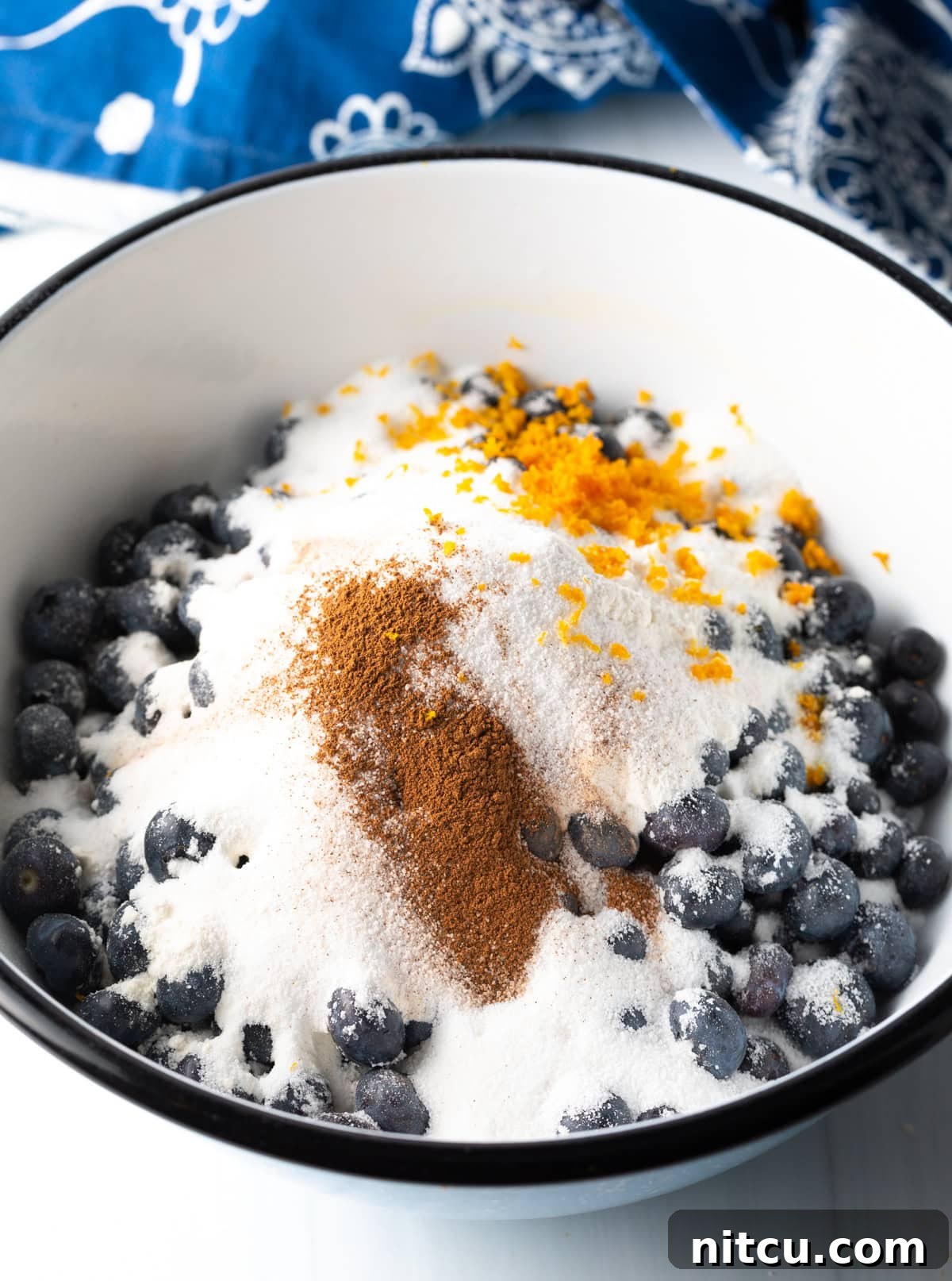 Mixing the Juicy Blueberry Pie Filling Ingredients