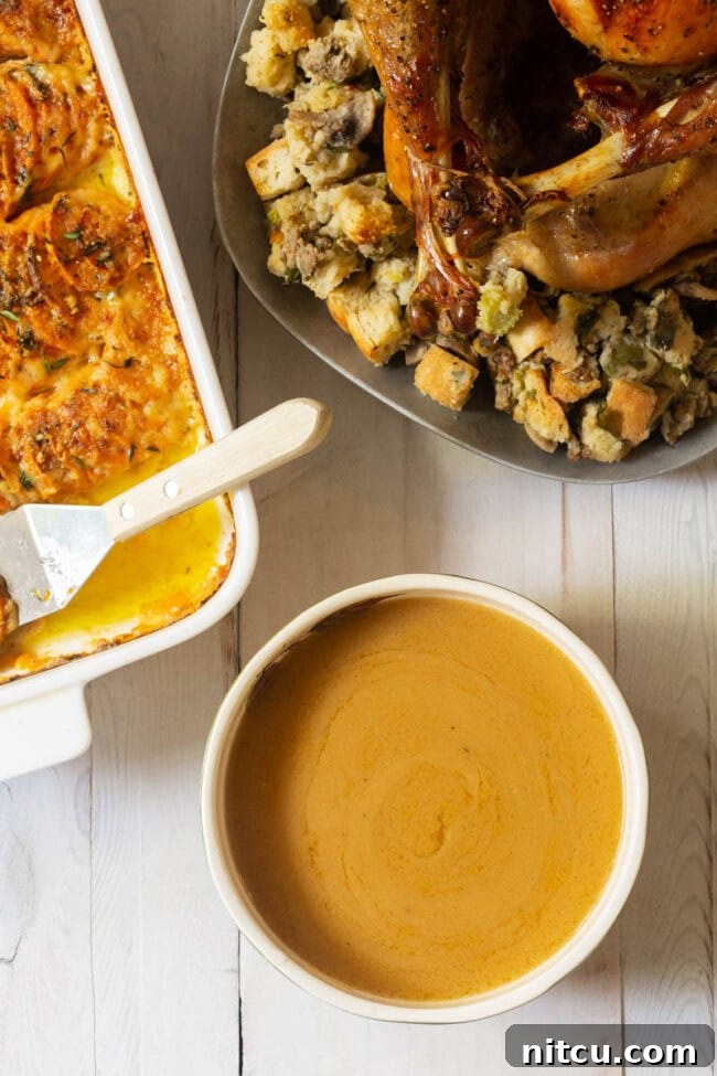 Best thanksgiving gravy recipe overhead shot.
