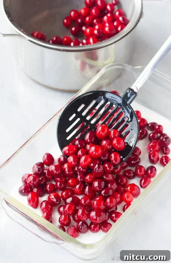 Brilliant Vanilla Orange Candied Cranberries - Step 3: Coating with sugar