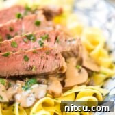 Easy Beef Stroganoff Recipe with Steak and Butter Noodles.