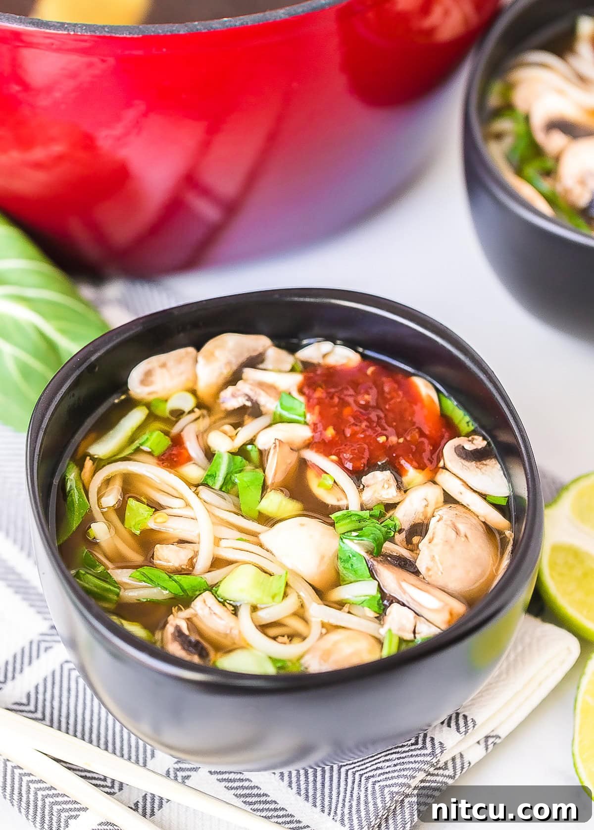 Bowl of chicken hot pot soup.