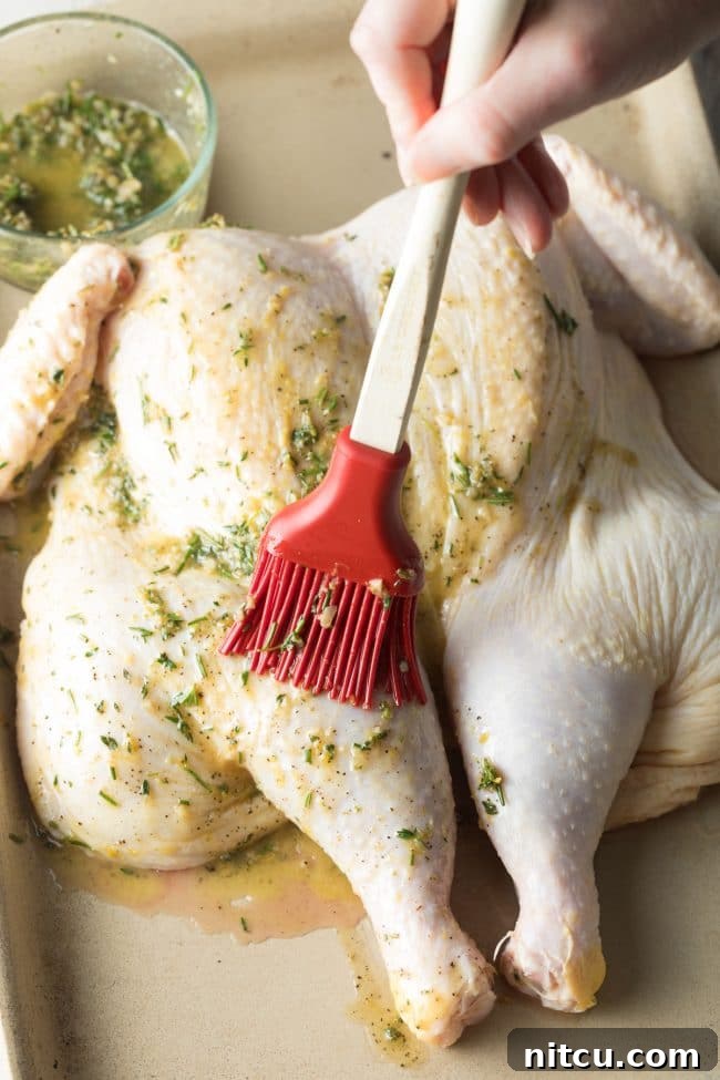 Easy Garlic Herb Roast Chicken Recipe using Spatchcock Method