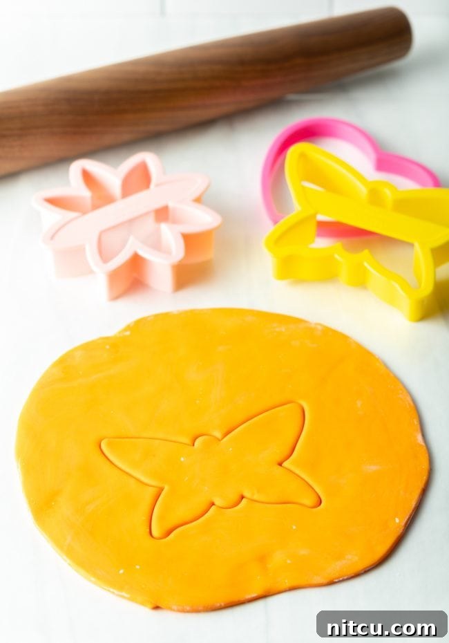 Cookie cutter with marshmallow fondant.