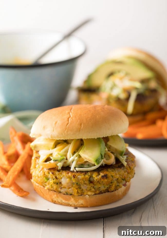 Fresh Mango Slaw on Caribbean Shrimp Burgers for a tropical twist