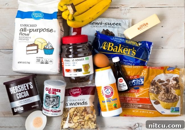 Chunky Chocolate Banana Bread Recipe Ingredients