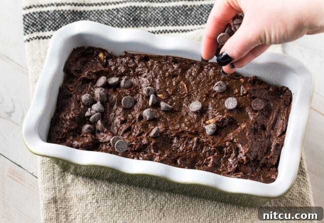 Chocolate Banana Bread batter in pan