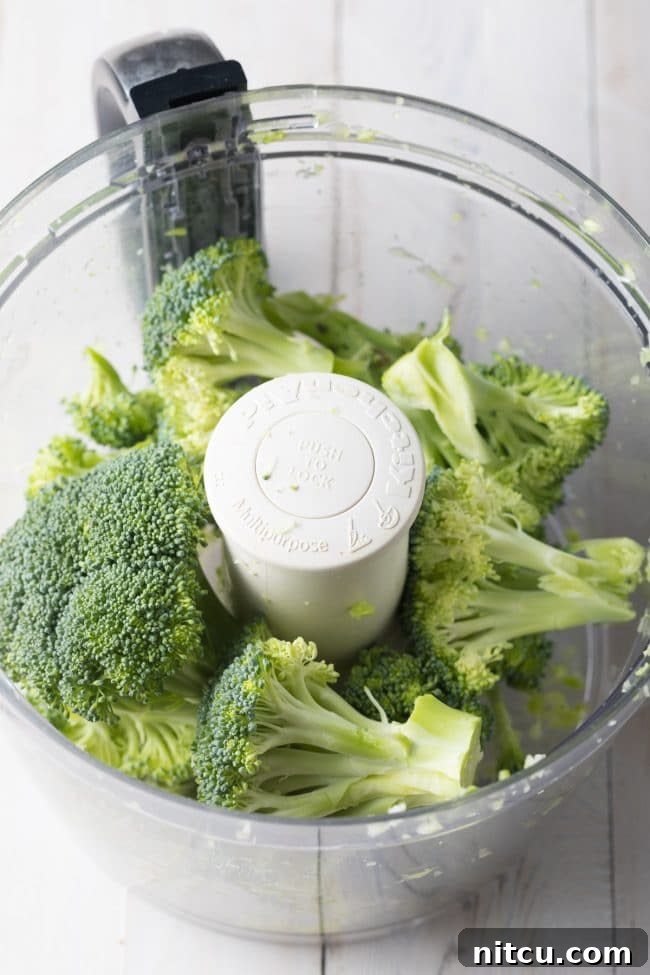 Perfect healthy broccoli rice recipe: then process the tops for even texture
