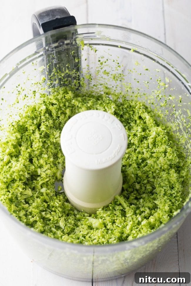 Make healthy and delicious broccoli rice: combining processed stalks and florets