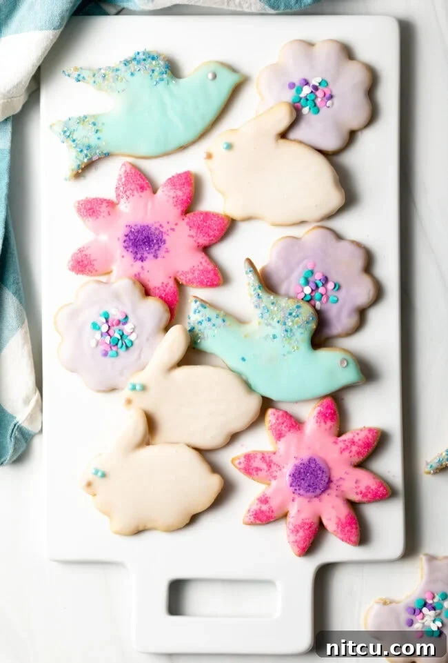 Cut Out Sugar Cookies with Sugar Cookie Icing on platter