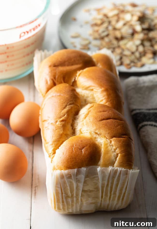A loaf of brioche bread.