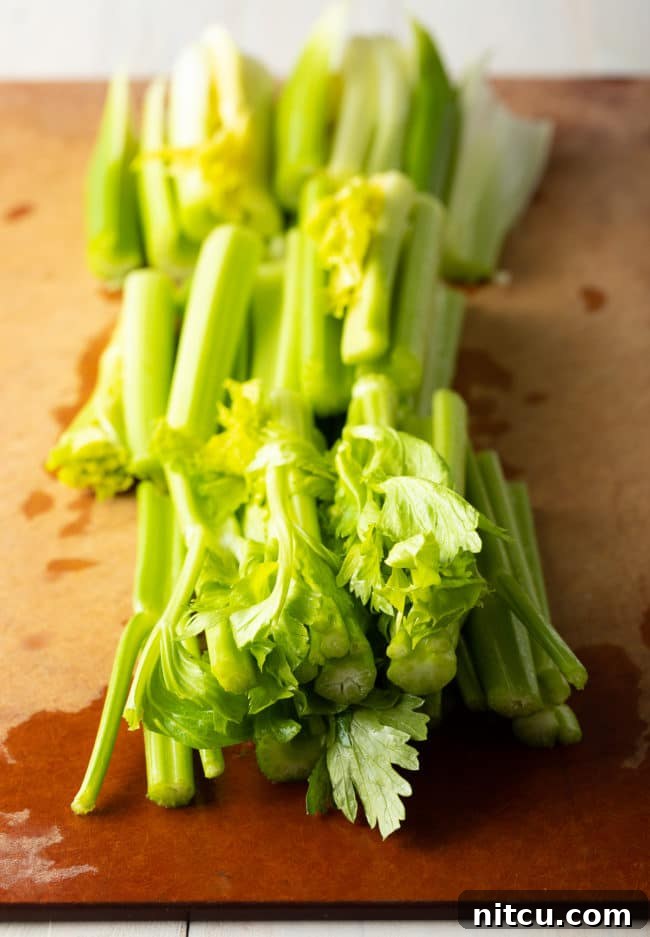 fresh celery stalks