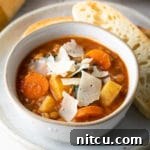 Flavorful Vegetarian Lentil Soup, a gluten-free and vegan delight perfect for a healthy meal.