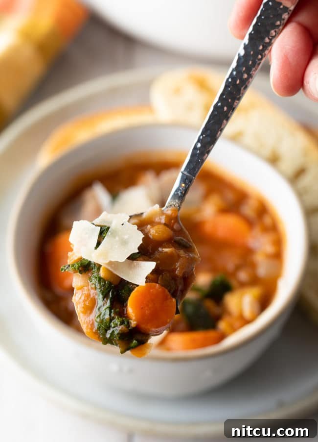 Preparing Instant Pot Lentil Soup, a quick and easy method for a delicious vegan and gluten-free meal.