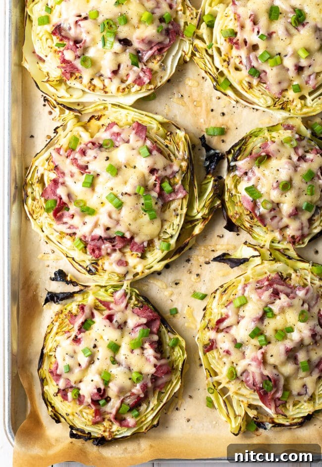 Easy Roasted Cabbage Low Carb Pizza with savory Irish toppings for a quick keto meal.