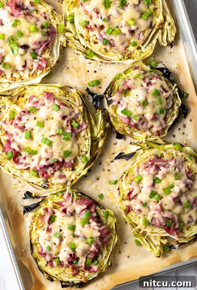 A beautifully plated Irish Roasted Cabbage Low Carb Pizza, ready to eat.