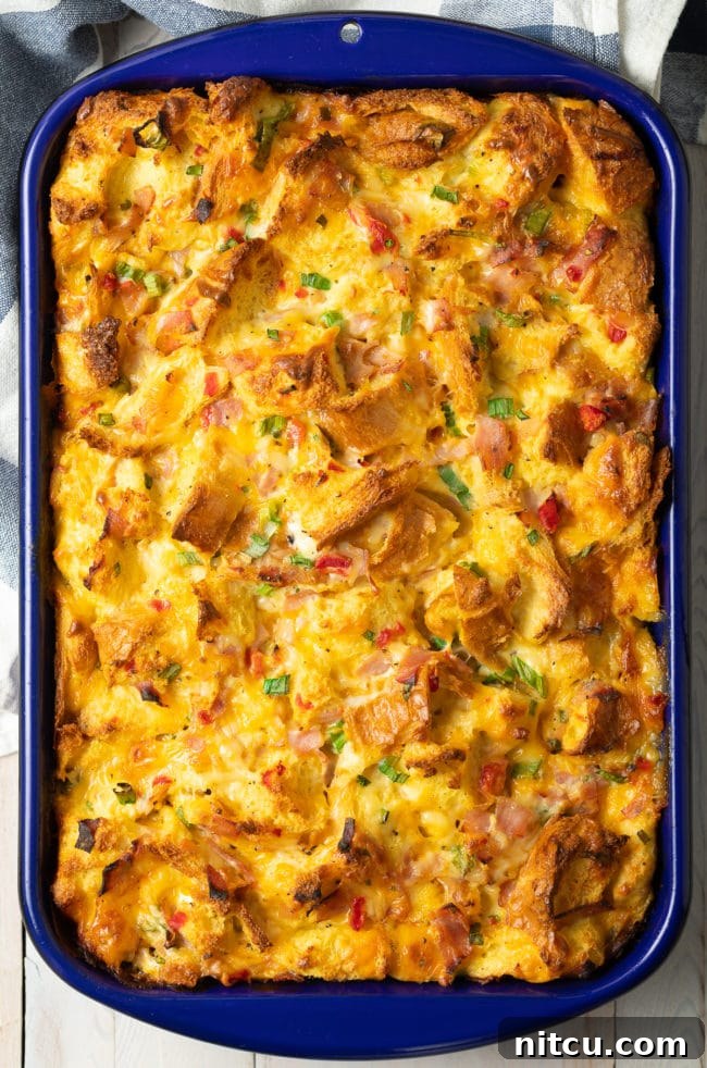 strata egg bake with bread (overnight breakfast casserole)