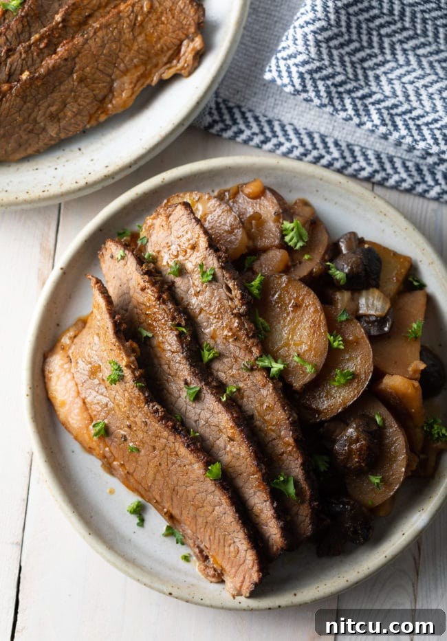 slow cooker beef brisket with potatoes and onions