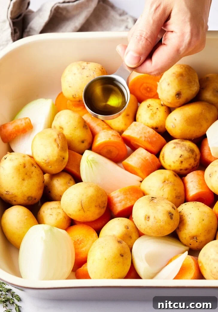 oil added to roasted vegetables