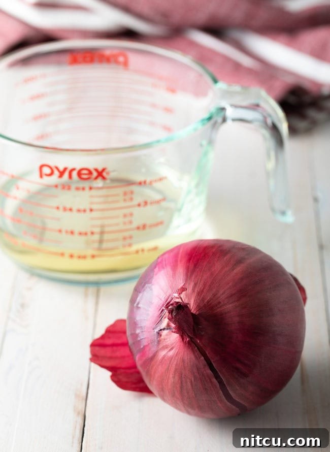 red onion and vinegar for easy pickling