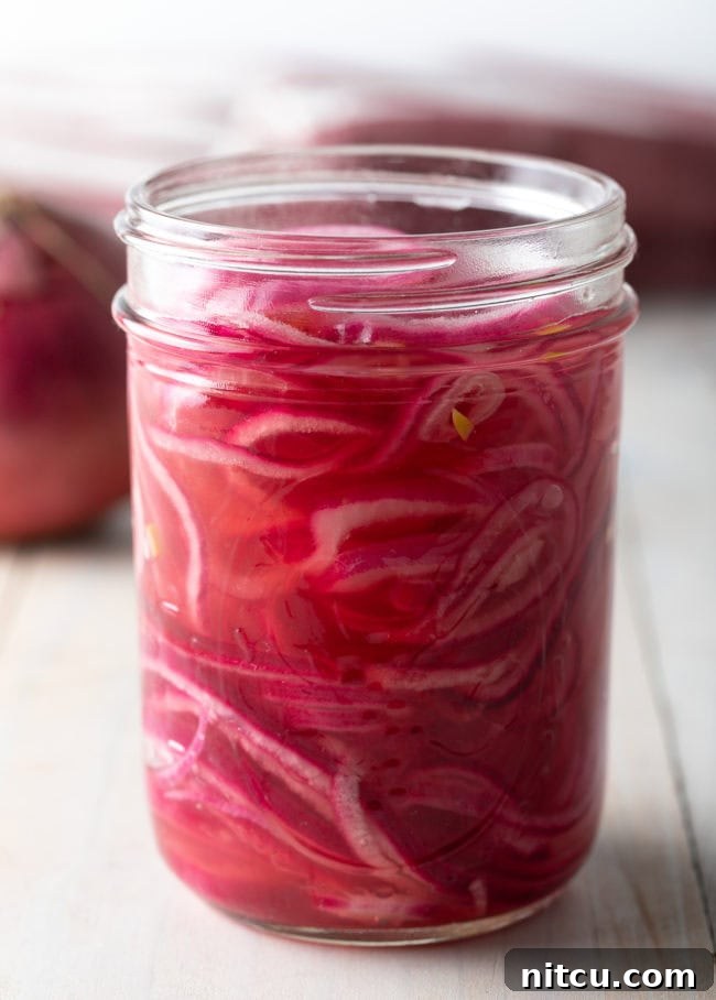 How to Cook Pickled Onions - close up of jar