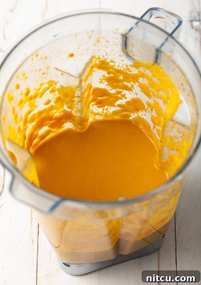 Mixed and pureed ingredients for salad dressing in a blender. The transformation of raw ingredients into a smooth, vibrant Japanese Ginger Dressing.