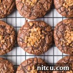 Soft Brownie Cookies with Toffee Bits