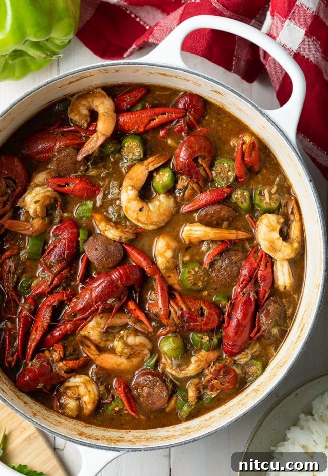 new orleans seafood gumbo recipe in a large pot
