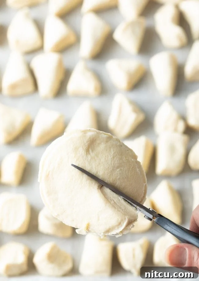 Cut the biscuits into pieces