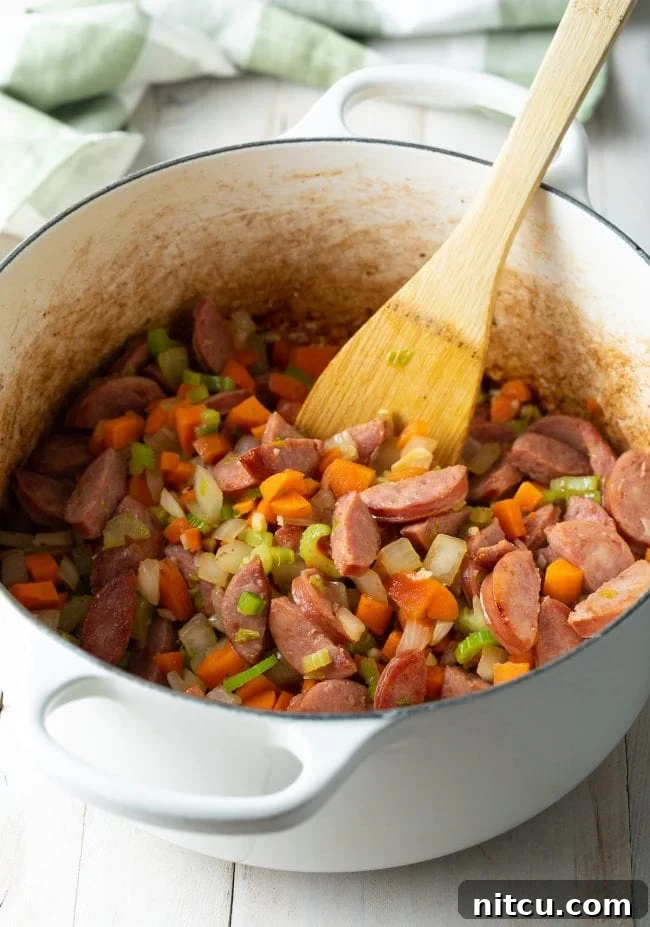 sautéed vegetables and sausage