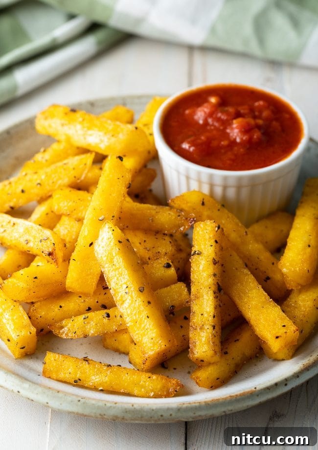 Lovely seasoned fries made from polenta, perfect whether store-bought or homemade.