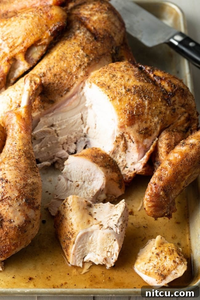 recipe for roasted or smoked turkey spatchcock style - cut into pieces