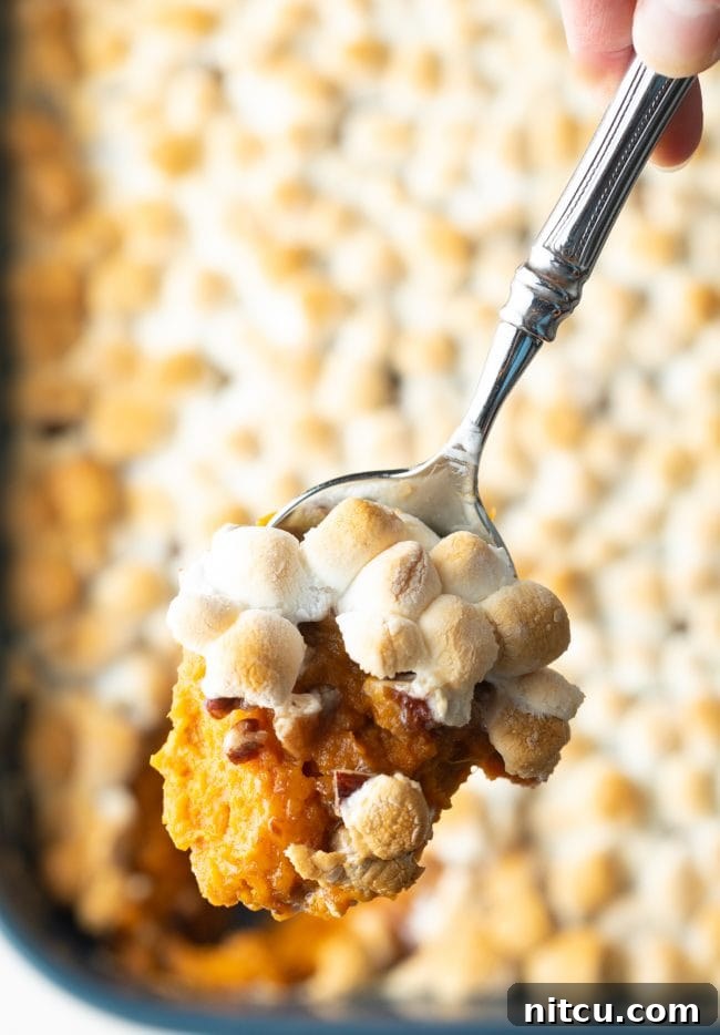 marshmallows and pecans for best sweet potato casserole